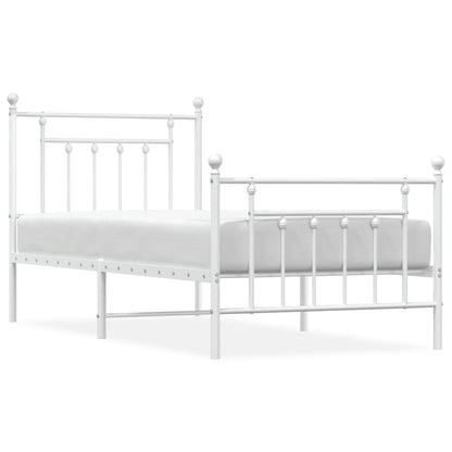 Bedframe Met Hoofd- En Voeteneinde Metaal 90 x 200 cm Wit met hoofdbord & voetbord