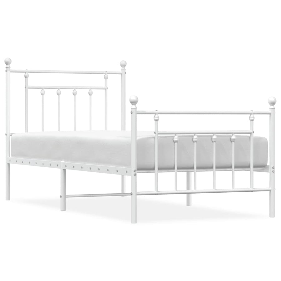 Bedframe Met Hoofd- En Voeteneinde Metaal 90 x 200 cm Wit met hoofdbord & voetbord