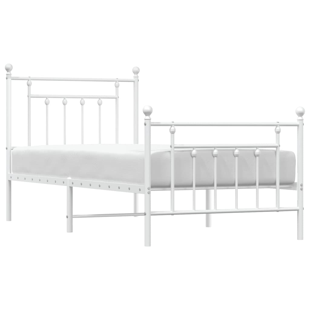 Bedframe Met Hoofd- En Voeteneinde Metaal 90 x 200 cm Wit met hoofdbord & voetbord