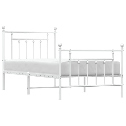 Bedframe Met Hoofd- En Voeteneinde Metaal 90 x 200 cm Wit met hoofdbord & voetbord