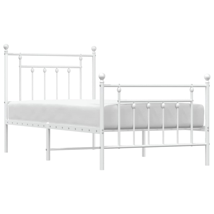 Bedframe Met Hoofd- En Voeteneinde Metaal 90 x 200 cm Wit met hoofdbord & voetbord