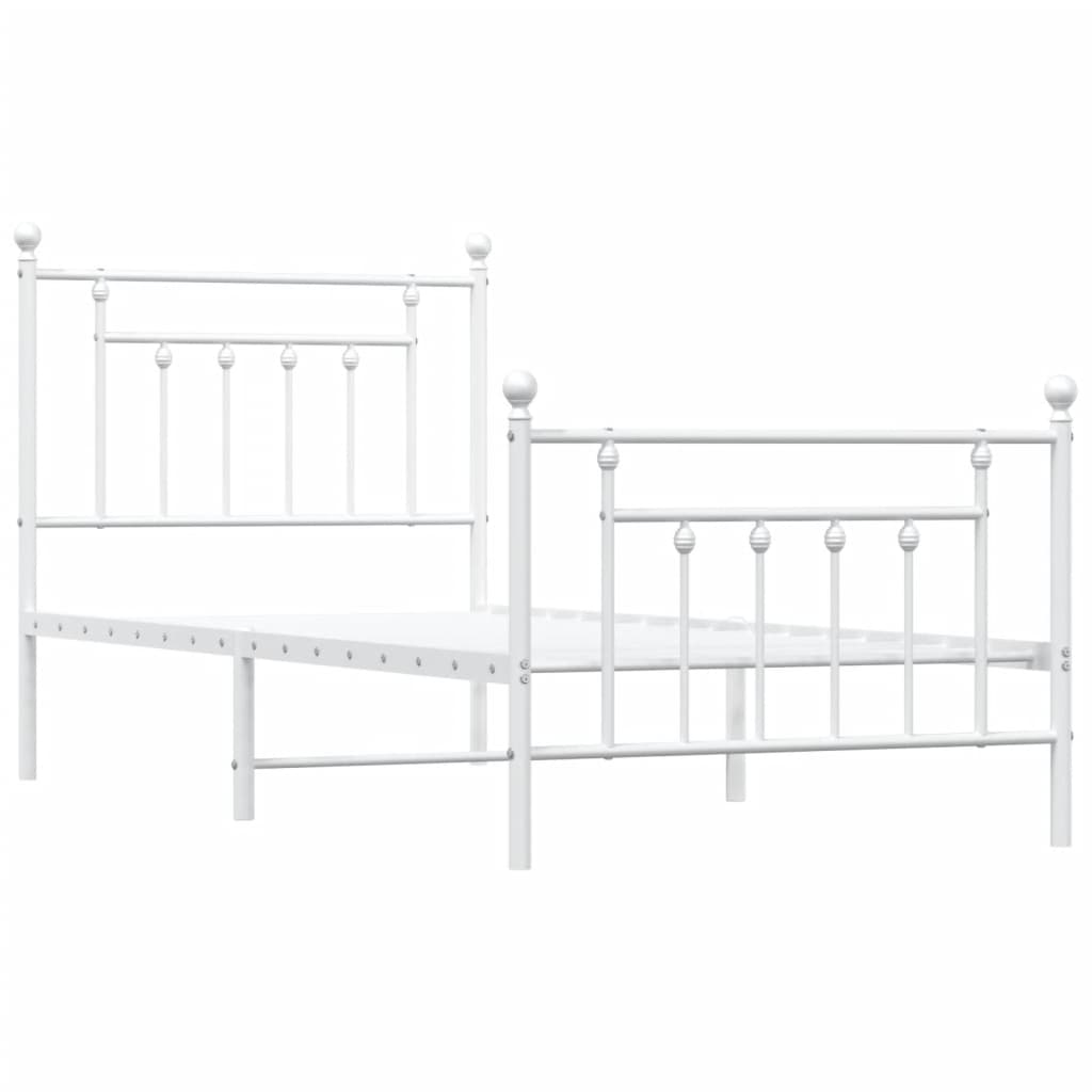 Bedframe Met Hoofd- En Voeteneinde Metaal 90 x 200 cm Wit met hoofdbord & voetbord