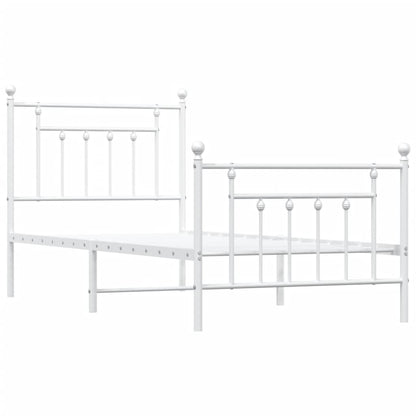 Bedframe Met Hoofd- En Voeteneinde Metaal 90 x 200 cm Wit met hoofdbord & voetbord
