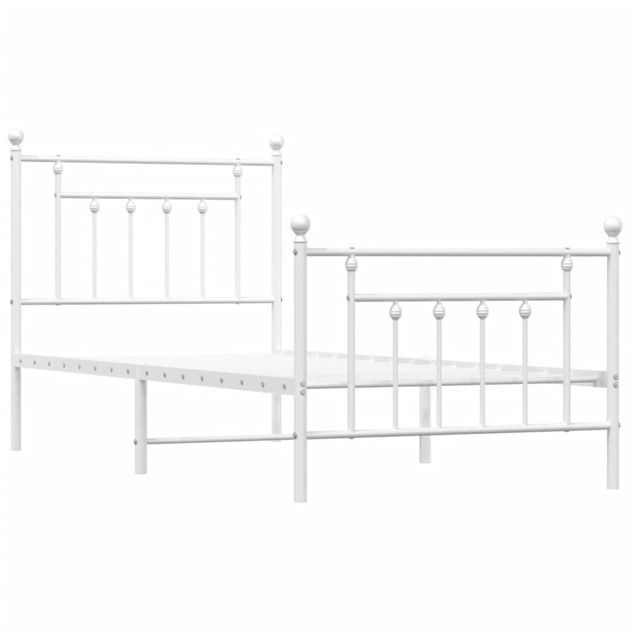 Bedframe Met Hoofd- En Voeteneinde Metaal 90 x 200 cm Wit met hoofdbord & voetbord