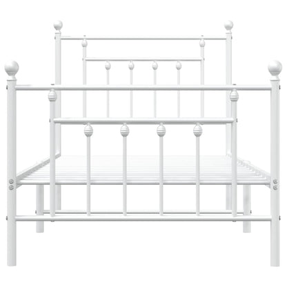Bedframe Met Hoofd- En Voeteneinde Metaal 90 x 200 cm Wit met hoofdbord & voetbord