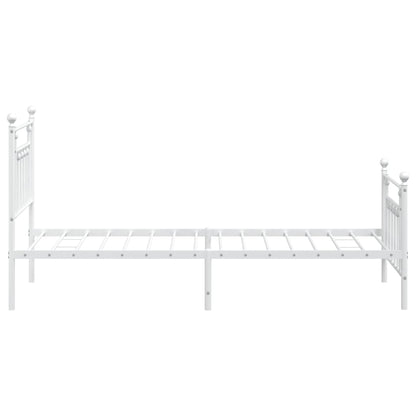 Bedframe Met Hoofd- En Voeteneinde Metaal 90 x 200 cm Wit met hoofdbord & voetbord
