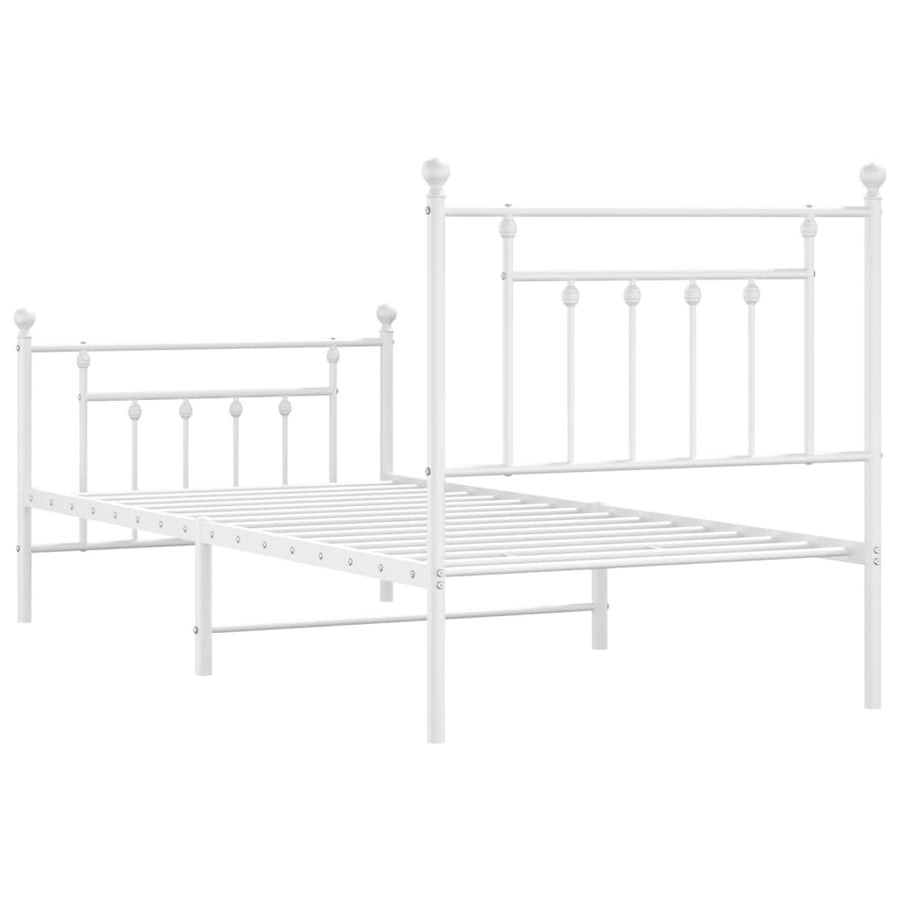 Bedframe Met Hoofd- En Voeteneinde Metaal 90 x 200 cm Wit met hoofdbord & voetbord