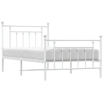 Bedframe Met Hoofd- En Voeteneinde Metaal 100 x 190 cm Wit met hoofdbord & voetbord