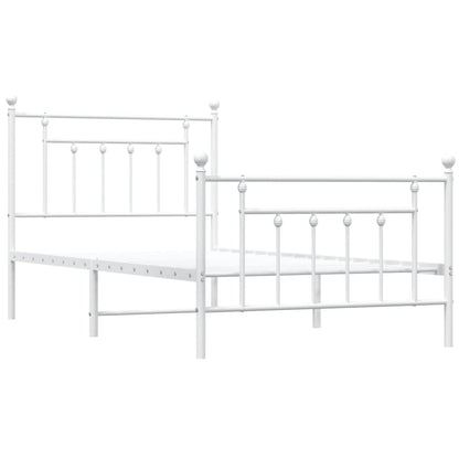 Bedframe Met Hoofd- En Voeteneinde Metaal 100 x 190 cm Wit met hoofdbord & voetbord