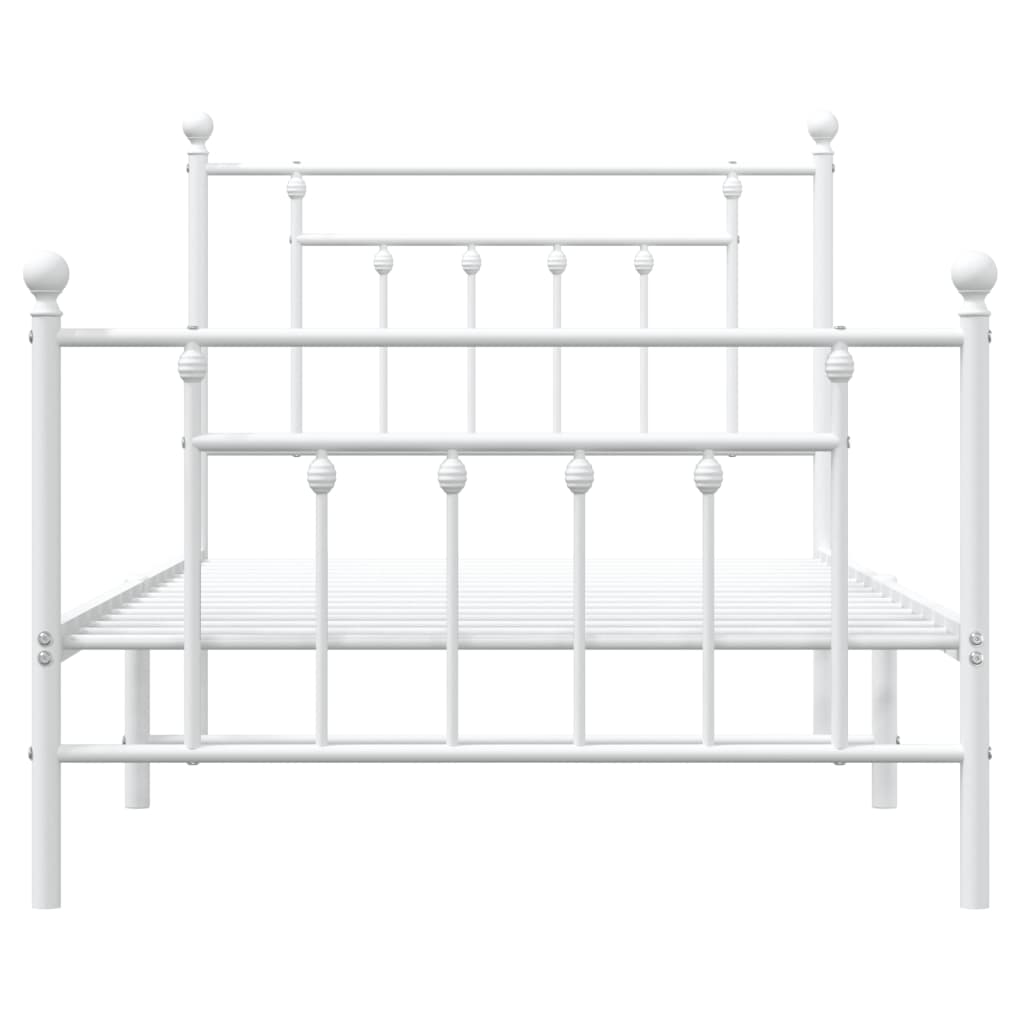 Bedframe Met Hoofd- En Voeteneinde Metaal 100 x 190 cm Wit met hoofdbord & voetbord