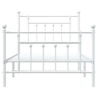 Bedframe Met Hoofd- En Voeteneinde Metaal 100 x 190 cm Wit met hoofdbord & voetbord