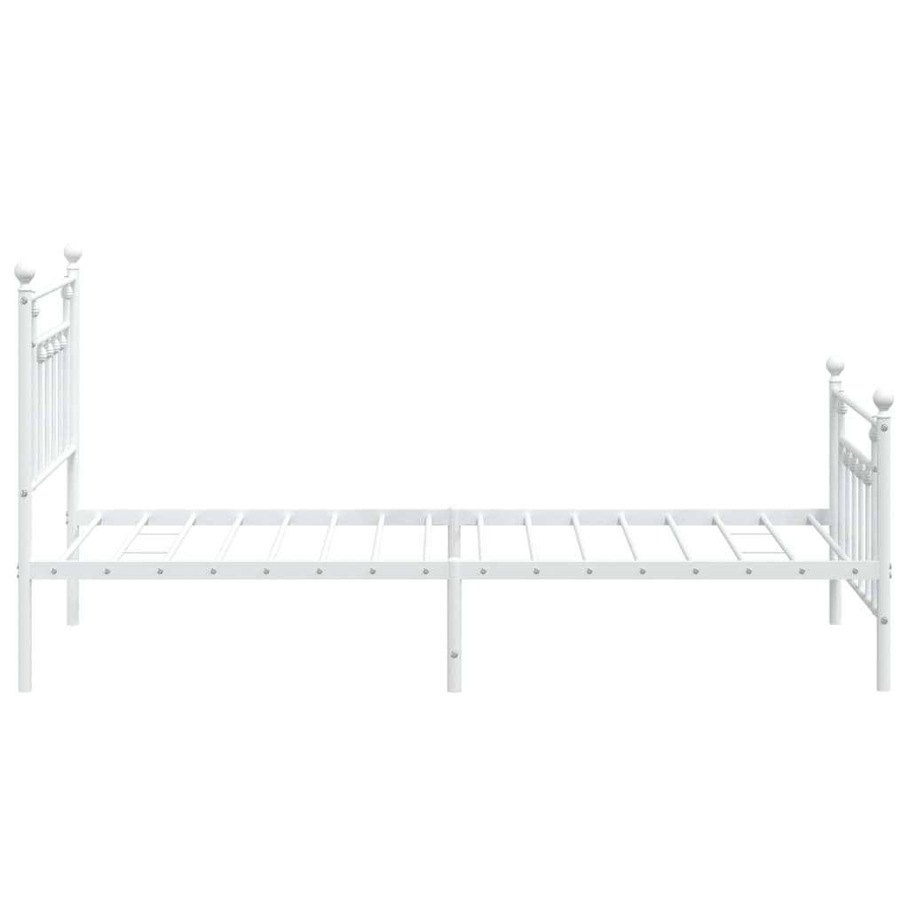 Bedframe Met Hoofd- En Voeteneinde Metaal 100 x 190 cm Wit met hoofdbord & voetbord