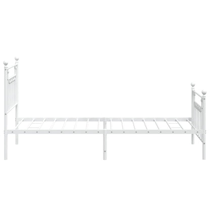 Bedframe Met Hoofd- En Voeteneinde Metaal 100 x 190 cm Wit met hoofdbord & voetbord