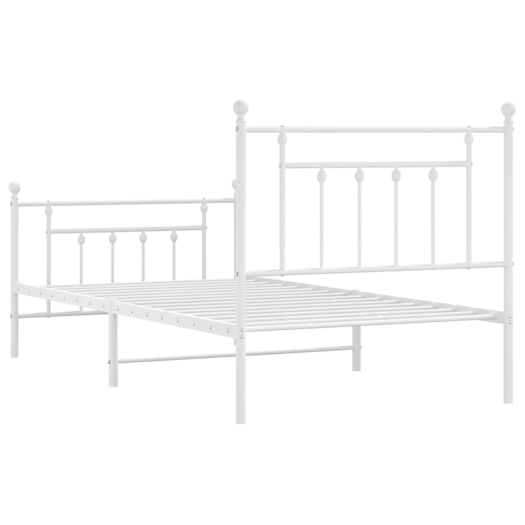 Bedframe Met Hoofd- En Voeteneinde Metaal 100 x 190 cm Wit met hoofdbord & voetbord
