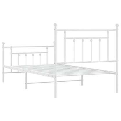 Bedframe Met Hoofd- En Voeteneinde Metaal 100 x 190 cm Wit met hoofdbord & voetbord