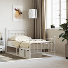 Bedframe Met Hoofd- En Voeteneinde Metaal 100 x 190 cm Wit met hoofdbord & voetbord