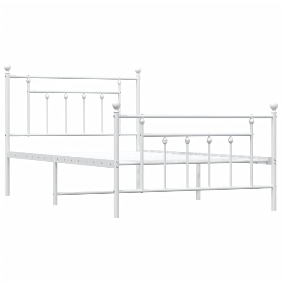 Bedframe Met Hoofd- En Voeteneinde Metaal 100 x 200 cm Wit met hoofdbord & voetbord