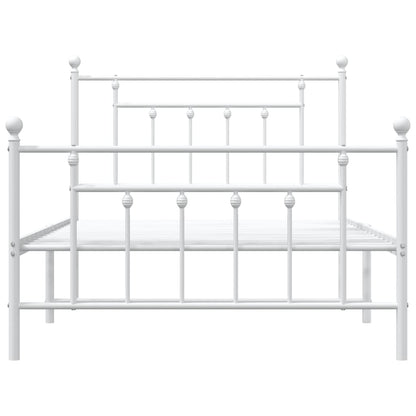 Bedframe Met Hoofd- En Voeteneinde Metaal 100 x 200 cm Wit met hoofdbord & voetbord