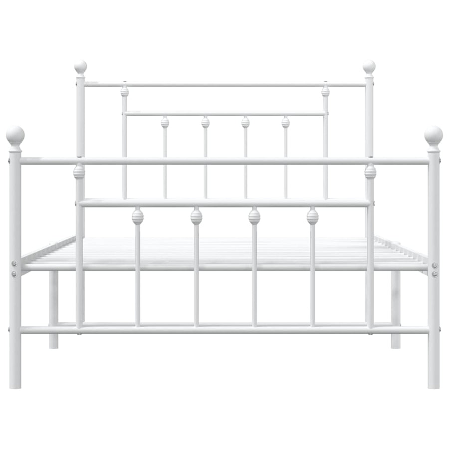 Bedframe Met Hoofd- En Voeteneinde Metaal 100 x 200 cm Wit met hoofdbord & voetbord