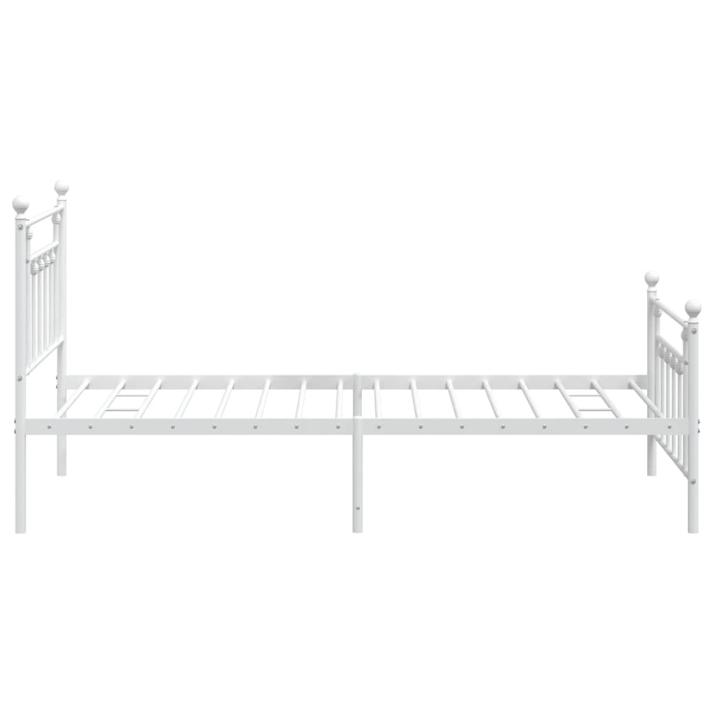 Bedframe Met Hoofd- En Voeteneinde Metaal 100 x 200 cm Wit met hoofdbord & voetbord