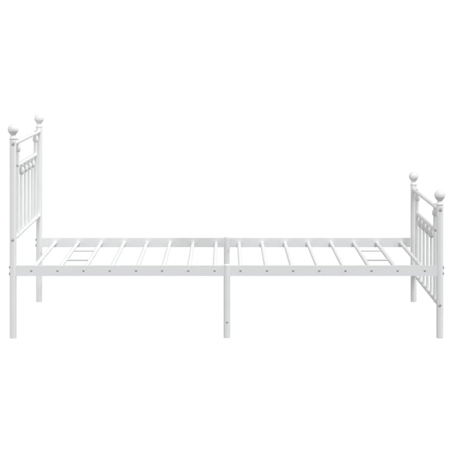 Bedframe Met Hoofd- En Voeteneinde Metaal 100 x 200 cm Wit met hoofdbord & voetbord