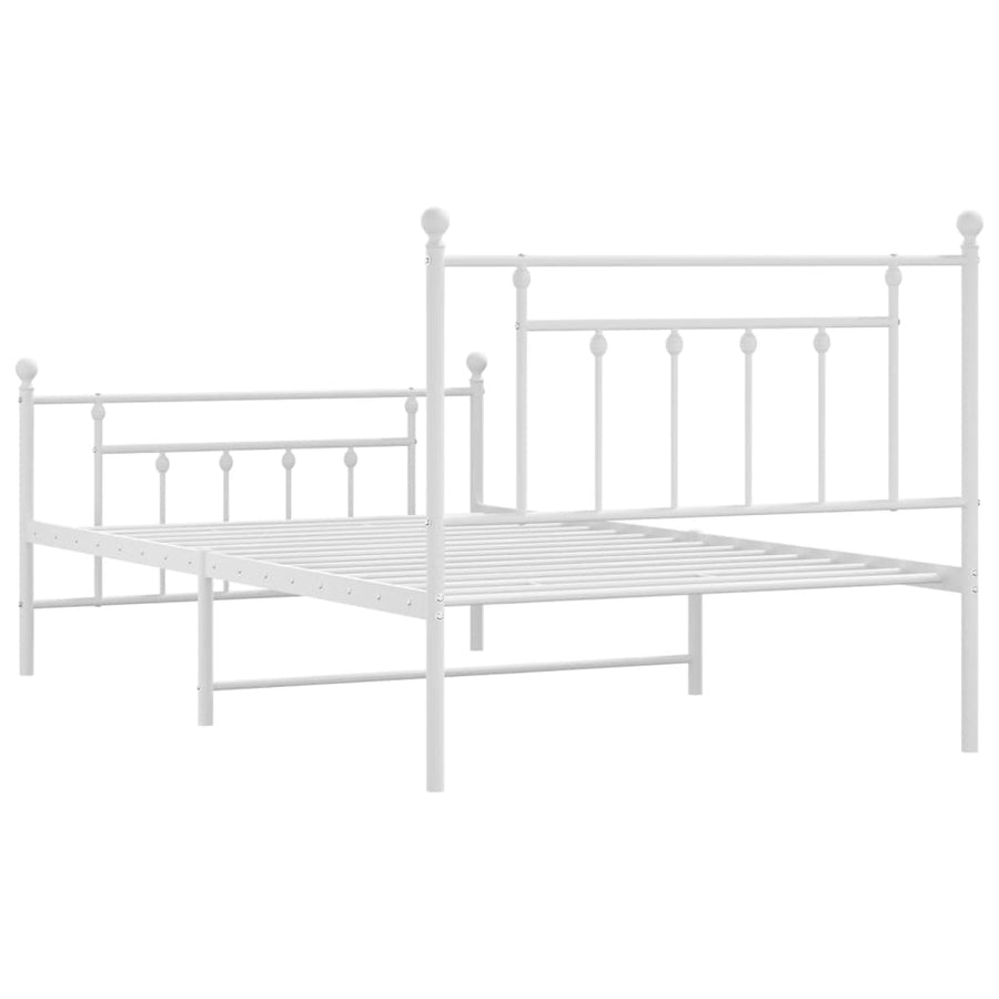Bedframe Met Hoofd- En Voeteneinde Metaal 100 x 200 cm Wit met hoofdbord & voetbord