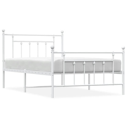 Bedframe Met Hoofd- En Voeteneinde Metaal 107 x 203 cm Wit met hoofdbord & voetbord