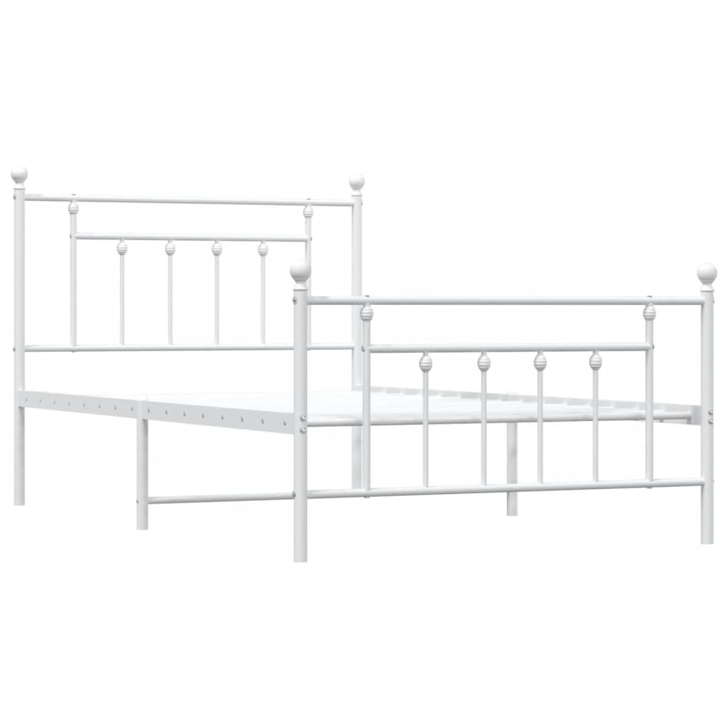 Bedframe Met Hoofd- En Voeteneinde Metaal 107 x 203 cm Wit met hoofdbord & voetbord