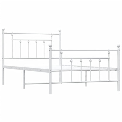Bedframe Met Hoofd- En Voeteneinde Metaal 107 x 203 cm Wit met hoofdbord & voetbord