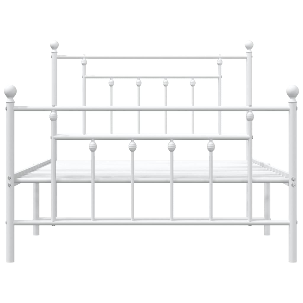 Bedframe Met Hoofd- En Voeteneinde Metaal 107 x 203 cm Wit met hoofdbord & voetbord