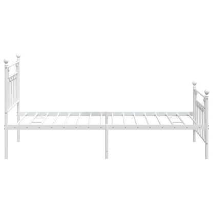 Bedframe Met Hoofd- En Voeteneinde Metaal 107 x 203 cm Wit met hoofdbord & voetbord