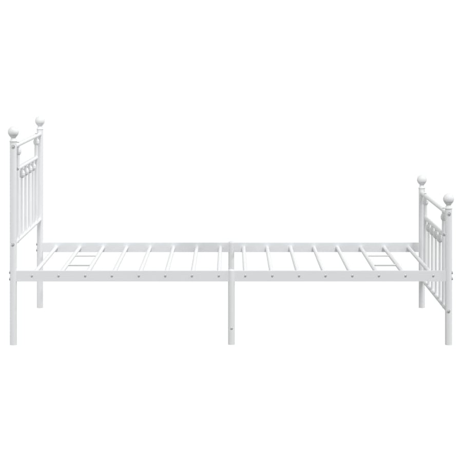 Bedframe Met Hoofd- En Voeteneinde Metaal 107 x 203 cm Wit met hoofdbord & voetbord