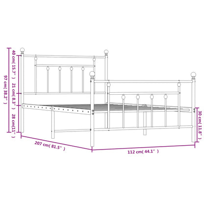 Bedframe Met Hoofd- En Voeteneinde Metaal 107 x 203 cm Wit met hoofdbord & voetbord