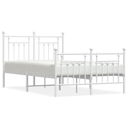 Bedframe Met Hoofd- En Voeteneinde Metaal 120 X 190 Cm Wit met hoofdbord & voetbord