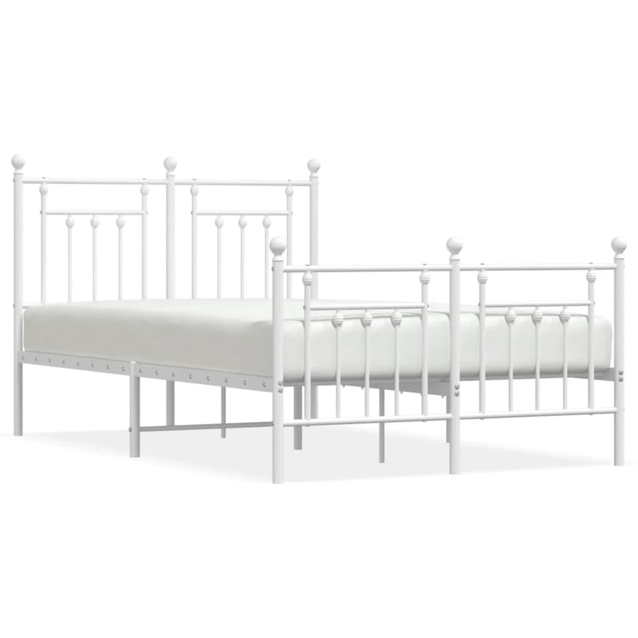 Bedframe Met Hoofd- En Voeteneinde Metaal 120 X 190 Cm Wit met hoofdbord & voetbord