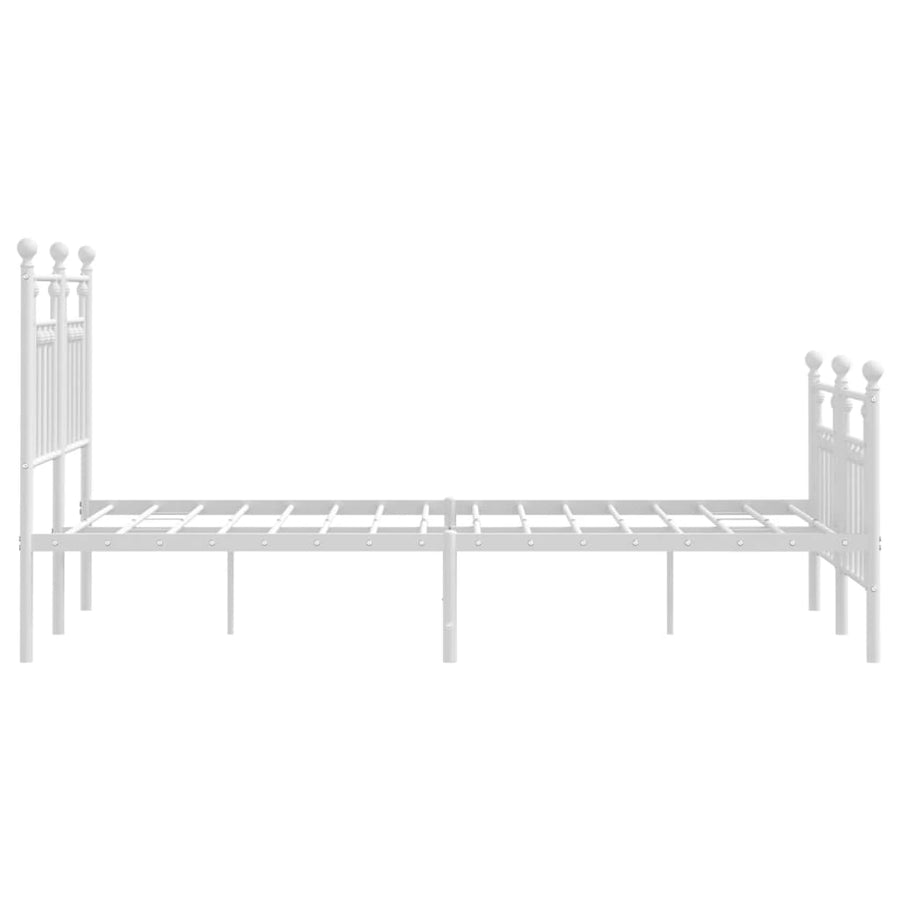 Bedframe Met Hoofd- En Voeteneinde Metaal 120 X 190 Cm Wit met hoofdbord & voetbord