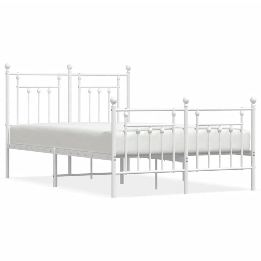 Bedframe Met Hoofd- En Voeteneinde Metaal 120 x 200 cm Wit met hoofdbord & voetbord