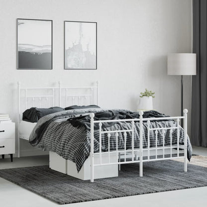 Bedframe Met Hoofd- En Voeteneinde Metaal 120 x 200 cm Wit met hoofdbord & voetbord