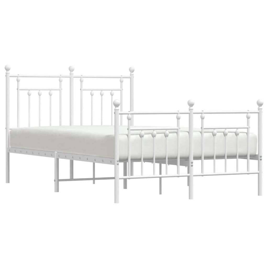 Bedframe Met Hoofd- En Voeteneinde Metaal 120 x 200 cm Wit met hoofdbord & voetbord