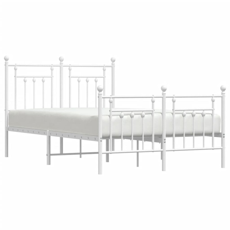 Bedframe Met Hoofd- En Voeteneinde Metaal 120 x 200 cm Wit met hoofdbord & voetbord