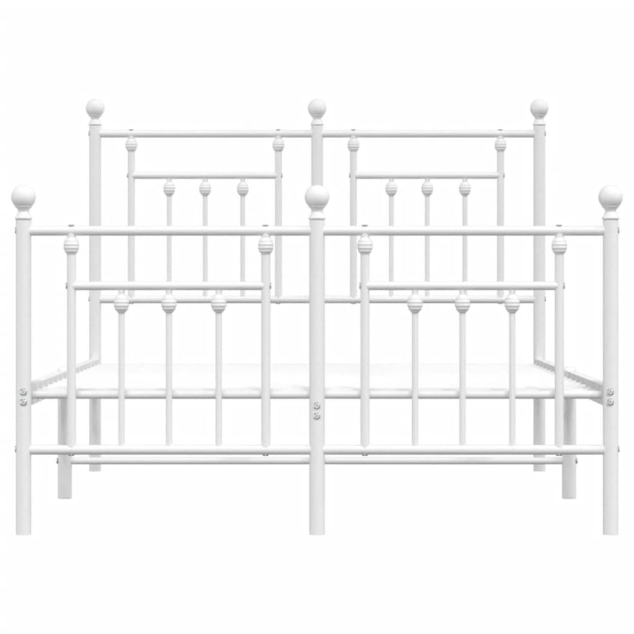 Bedframe Met Hoofd- En Voeteneinde Metaal 120 x 200 cm Wit met hoofdbord & voetbord