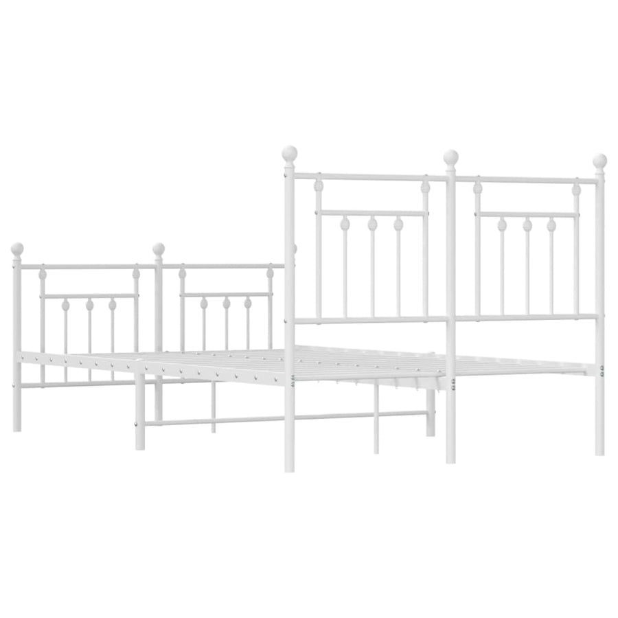 Bedframe Met Hoofd- En Voeteneinde Metaal 120 x 200 cm Wit met hoofdbord & voetbord