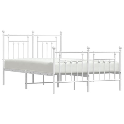 Bedframe Met Hoofd- En Voeteneinde Metaal 135 x 190 cm Wit met hoofdbord & voetbord