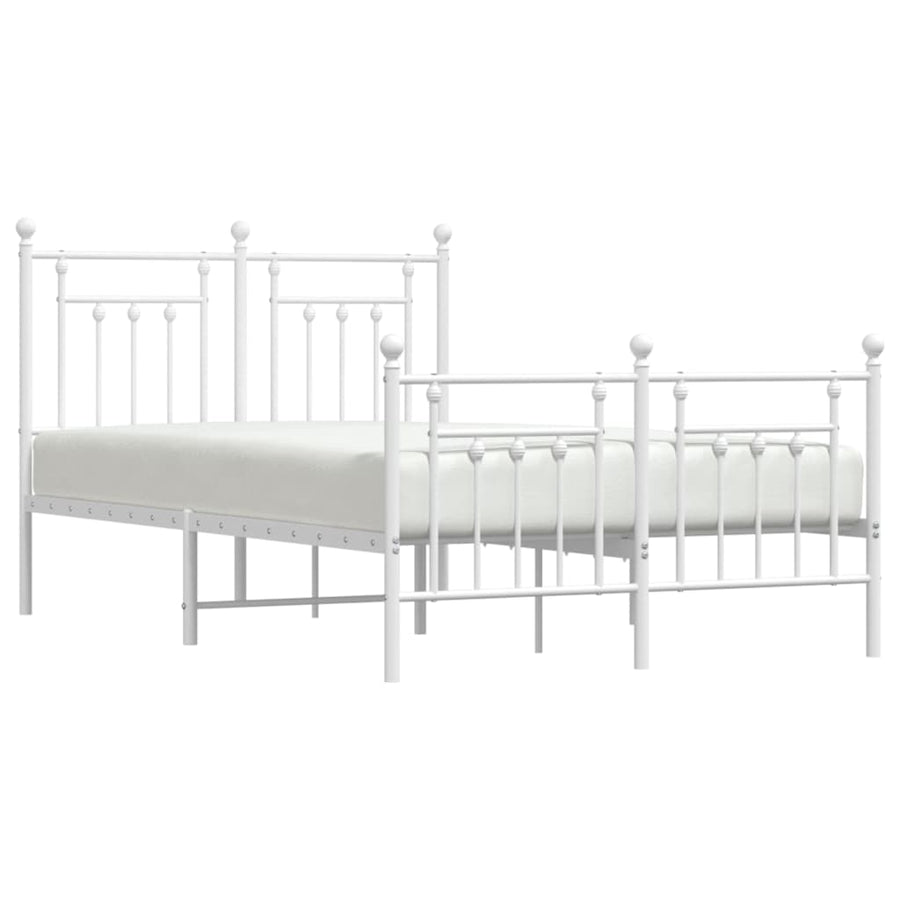 Bedframe Met Hoofd- En Voeteneinde Metaal 135 x 190 cm Wit met hoofdbord & voetbord