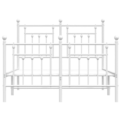 Bedframe Met Hoofd- En Voeteneinde Metaal 135 x 190 cm Wit met hoofdbord & voetbord