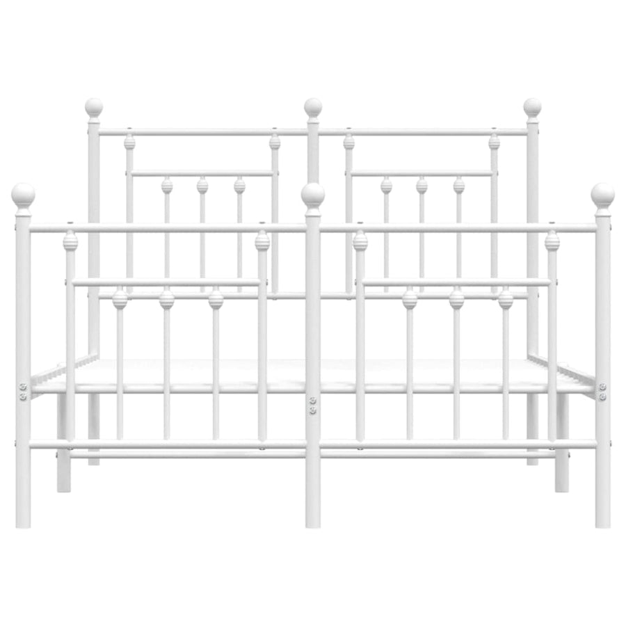 Bedframe Met Hoofd- En Voeteneinde Metaal 135 x 190 cm Wit met hoofdbord & voetbord