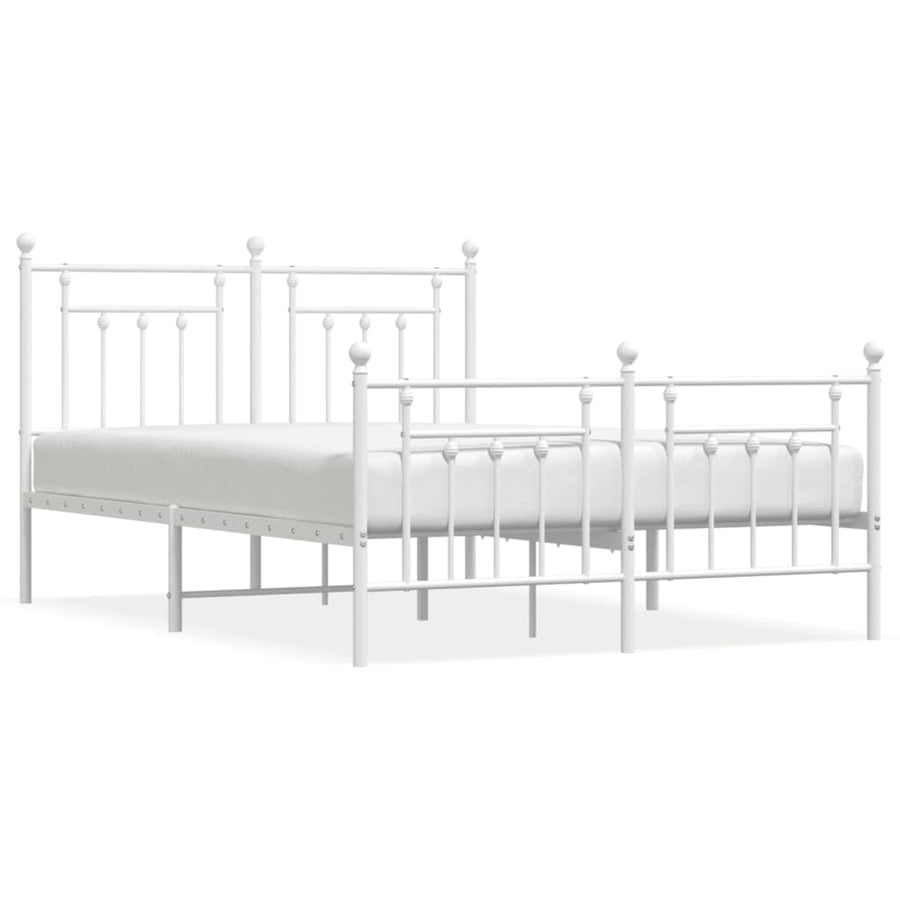 Bedframe Met Hoofd- En Voeteneinde Metaal 140 x 190 cm Wit met hoofdbord & voetbord
