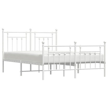 Bedframe Met Hoofd- En Voeteneinde Metaal 140 x 190 cm Wit met hoofdbord & voetbord