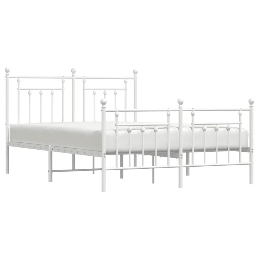 Bedframe Met Hoofd- En Voeteneinde Metaal 140 x 190 cm Wit met hoofdbord & voetbord