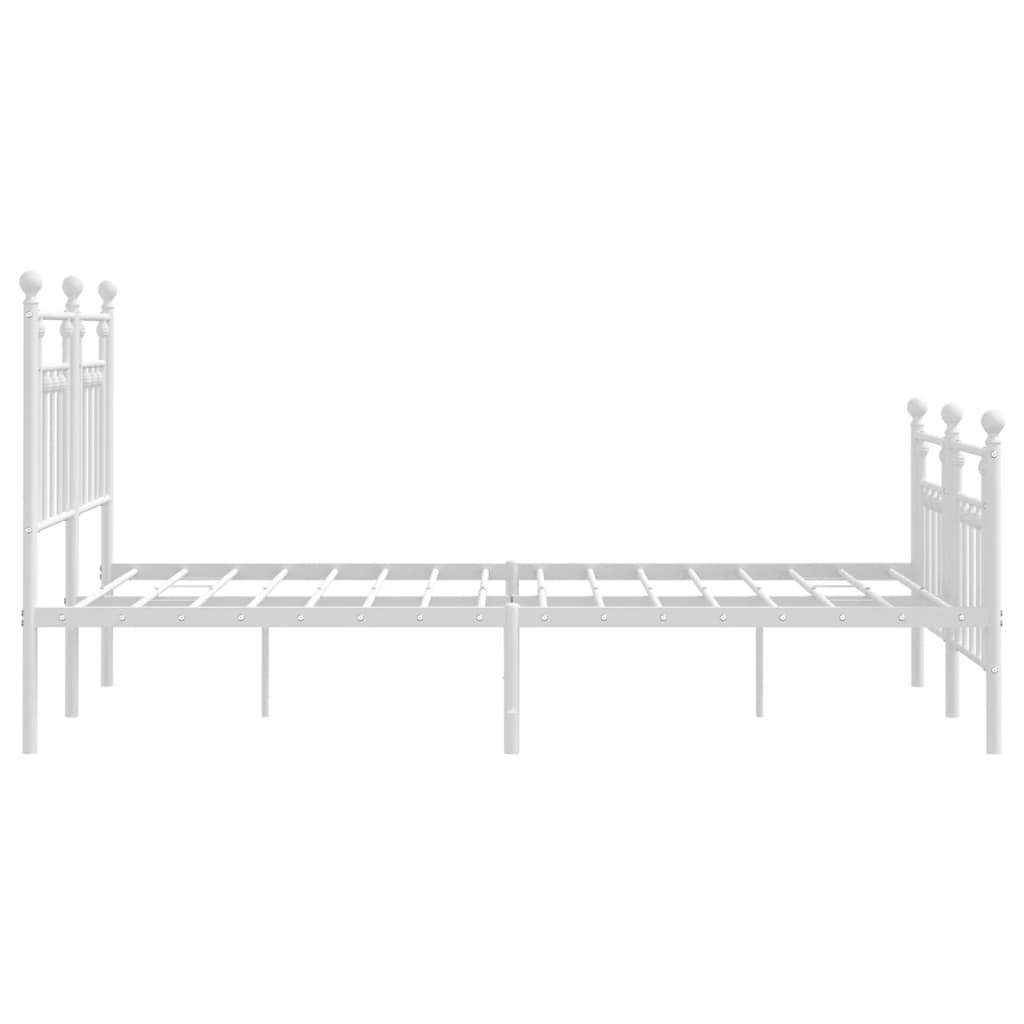 Bedframe Met Hoofd- En Voeteneinde Metaal 140 x 190 cm Wit met hoofdbord & voetbord